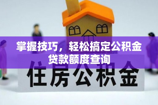 金州新区掌握技巧，轻松搞定公积金贷款额度查询