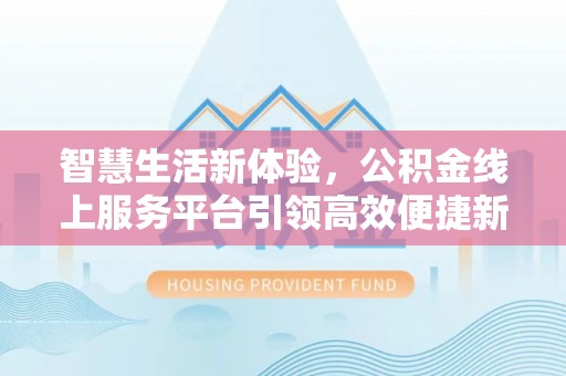 金州新区智慧生活新体验，公积金线上服务平台引领高效便捷新时代