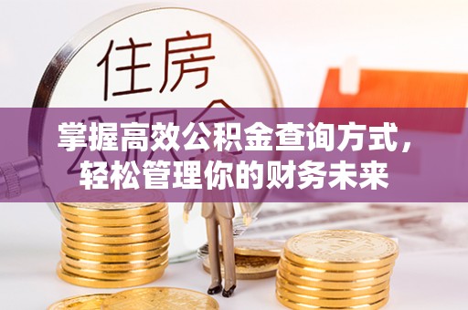 金州新区掌握高效公积金查询方式，轻松管理你的财务未来