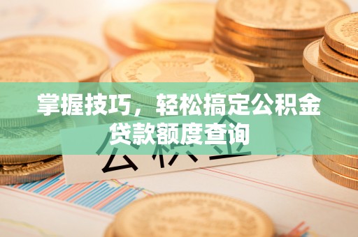 金州新区掌握技巧，轻松搞定公积金贷款额度查询